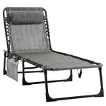 Outsunny Portable Sun Lounger, Folding Camping Adjustable , Pillow Grey - Sun Lounger