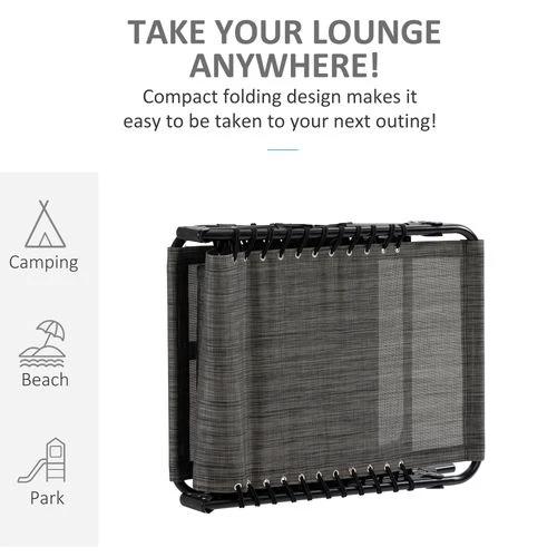 Outsunny Portable Sun Lounger, Folding Camping Adjustable , Pillow Grey - Sun Lounger