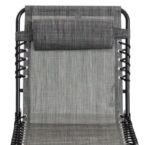 Outsunny Portable Sun Lounger, Folding Camping Adjustable , Pillow Grey - Sun Lounger