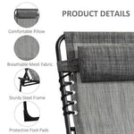 Outsunny Portable Sun Lounger, Folding Camping Adjustable , Pillow Grey - Sun Lounger