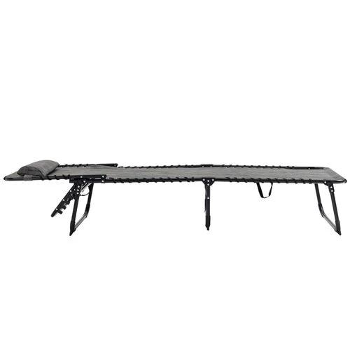 Outsunny Portable Sun Lounger, Folding Camping Adjustable , Pillow Grey - Sun Lounger