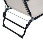 Sun Lounger Folding Chair Recliner & 4 Adjustable Backrest - Cream & White by Outsunny