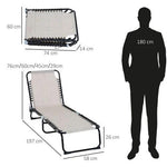 Sun Lounger Folding Chair Recliner & 4 Adjustable Backrest - Cream & White by Outsunny