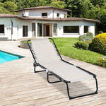 Sun Lounger Folding Chair Recliner & 4 Adjustable Backrest - Cream & White by Outsunny