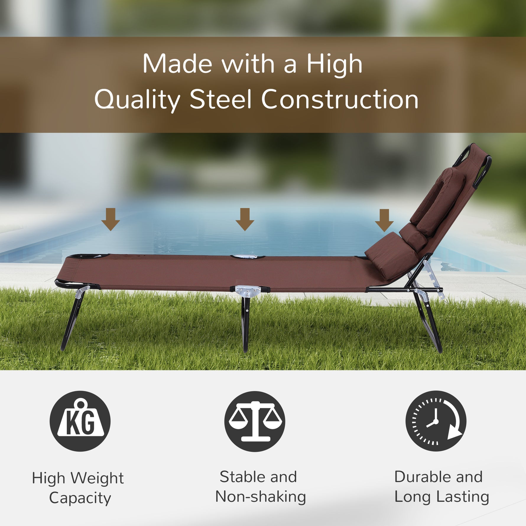 Folding Sun Lounger Reclining Chair w/ Pillow Reading Hole - Sun Lounger from Outsunny