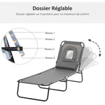 Folding Sun Lounger Reclining Chair w/ Pillow Reading Hole - Sun Lounger from Outsunny