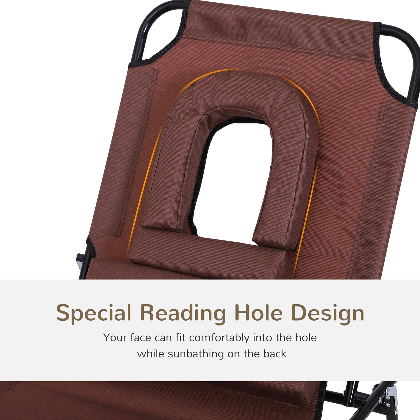 Folding Sun Lounger Reclining Chair w/ Pillow Reading Hole - Sun Lounger from Outsunny