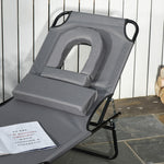 Folding Sun Lounger Reclining Chair w/ Pillow Reading Hole - Sun Lounger from Outsunny