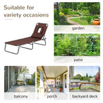 Folding Sun Lounger Reclining Chair w/ Pillow Reading Hole - Sun Lounger from Outsunny