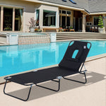 Folding Sun Lounger Reclining Chair w/ Pillow Reading Hole - Sun Lounger from Outsunny