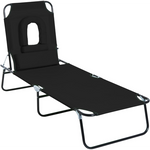 Folding Sun Lounger Reclining Chair w/ Pillow Reading Hole - Sun Lounger from Outsunny