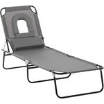 Folding Sun Lounger Reclining Chair w/ Pillow Reading Hole - Sun Lounger from Outsunny