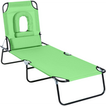 Folding Sun Lounger Reclining Chair w/ Pillow Reading Hole - Sun Lounger from Outsunny