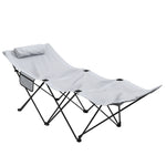 Outsunny Outsunny Foldable Sun Lounger w/ Side Pocket, Oxford Headrest Sun Lounger, Grey - Sun Lounger