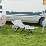 Outsunny Outsunny Foldable Sun Lounger w/ Side Pocket, Oxford Headrest Sun Lounger, Grey - Sun Lounger