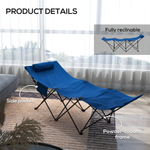 Outsunny Outsunny Foldable Sun Lounger w/ Side Pocket, Oxford Headrest Sun Lounger, Grey - Sun Lounger