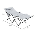Outsunny Outsunny Foldable Sun Lounger w/ Side Pocket, Oxford Headrest Sun Lounger, Grey - Sun Lounger