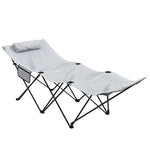 Outsunny Outsunny Foldable Sun Lounger w/ Side Pocket, Oxford Headrest Sun Lounger, Grey - Sun Lounger
