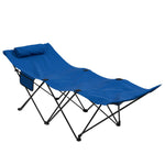 Outsunny Outsunny Foldable Sun Lounger w/ Side Pocket, Oxford Headrest Sun Lounger, Grey - Sun Lounger