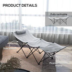 Outsunny Outsunny Foldable Sun Lounger w/ Side Pocket, Oxford Headrest Sun Lounger, Grey - Sun Lounger