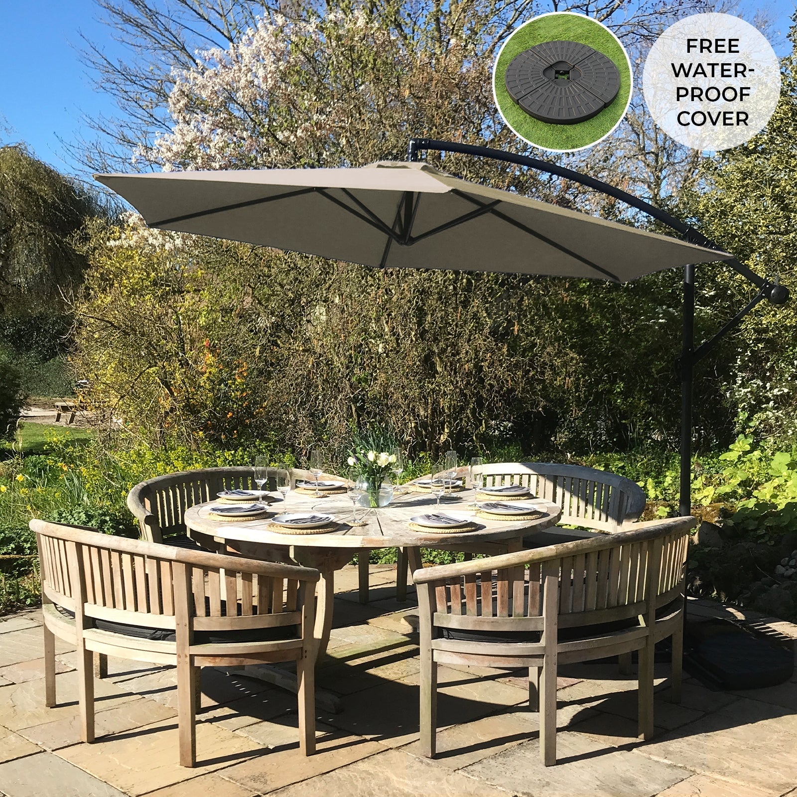 Premium Cantilever Parasol 3m UV Shield Garden