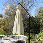 Premium Cream Cantilever Parasol With Fan Base Crank Winding For UV Protected Outdoor Patio - Monster Shop - Home Symphony