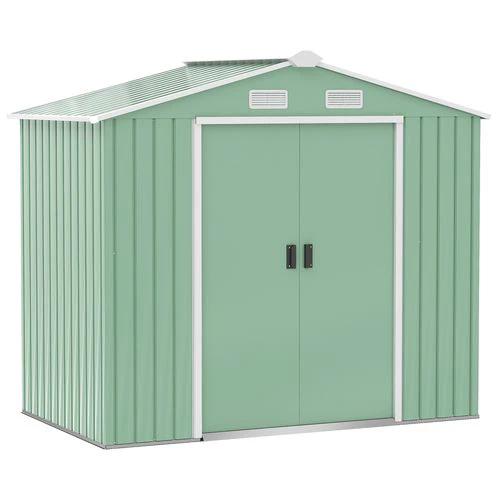 Garden Shed Storage Unit w/ Locking Door Floor Foundation Air Vent Light Green by SPORTNOW