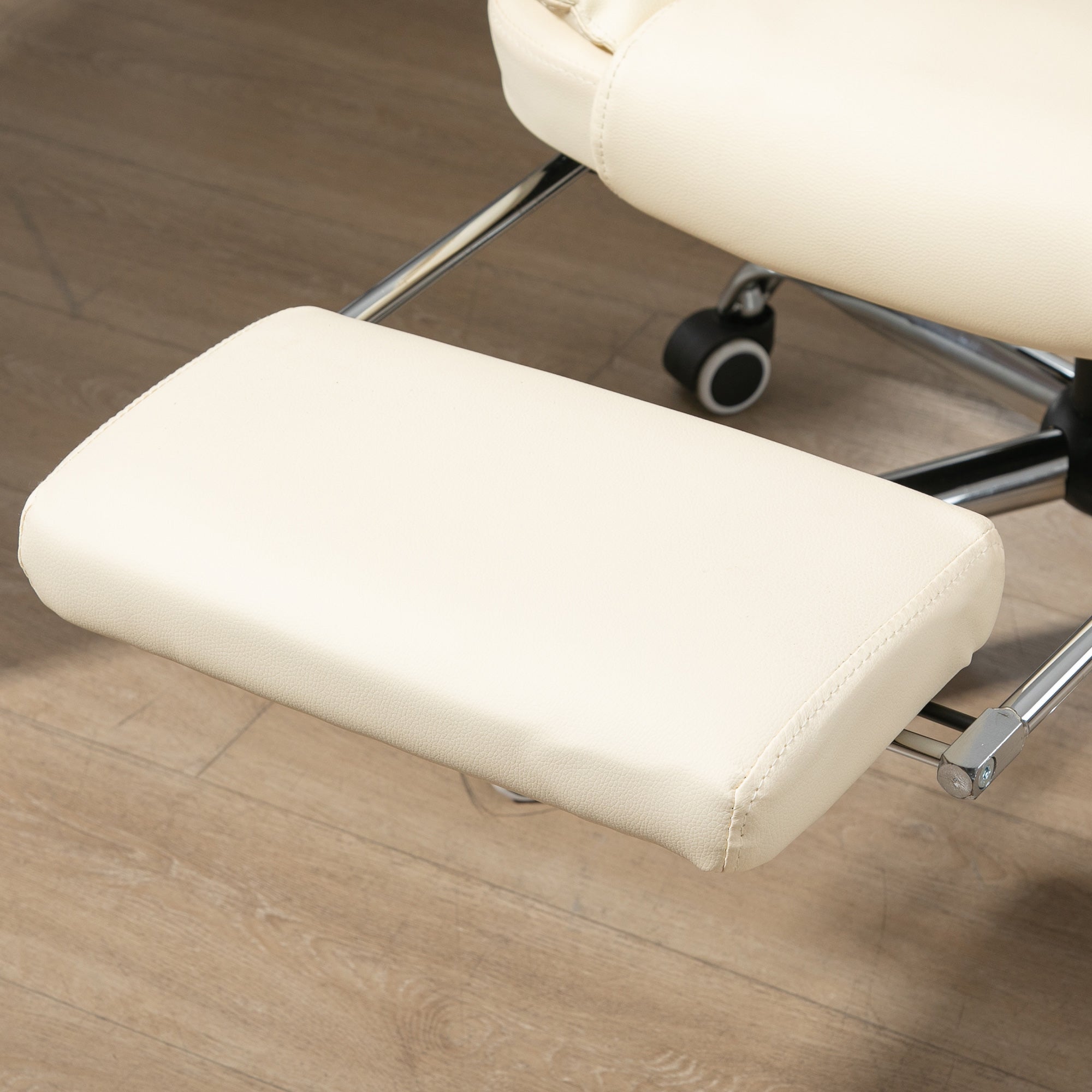 HOMCOM Executive Office Chair, Recliner Computer Chair with Footrest, Cream - Home Symphony