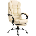 HOMCOM Executive Office Chair, Recliner Computer Chair with Footrest, Cream by HOMCOM
