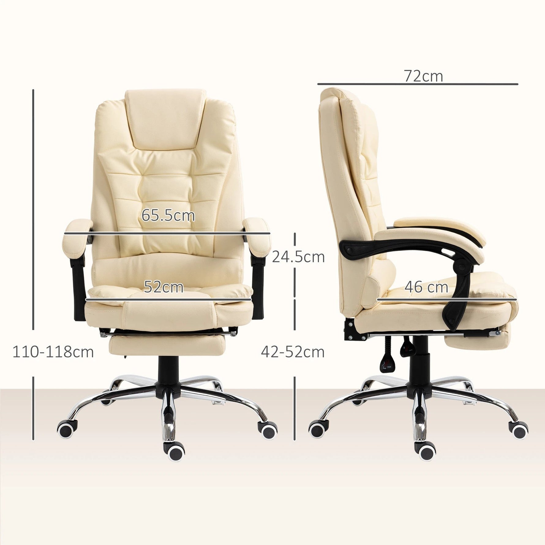 HOMCOM Executive Office Chair, Recliner Computer Chair with Footrest, Cream by HOMCOM