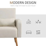 Unbranded Nordic Armchair Linen-Touch Sofa Chair with Cushioned Pillow & Wood Legs Cream - Armchair