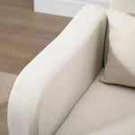 Unbranded Nordic Armchair Linen-Touch Sofa Chair with Cushioned Pillow & Wood Legs Cream - Armchair