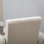 Unbranded Nordic Armchair Linen-Touch Sofa Chair with Cushioned Pillow & Wood Legs Cream - Armchair