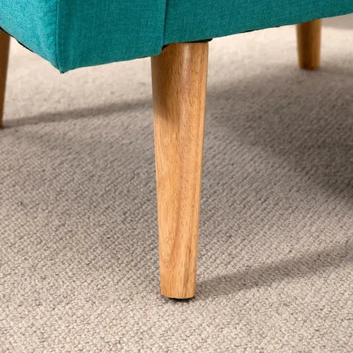 Nordic Armchair Linen-Touch Sofa Chair with Cushioned Pillow & Wood Legs Teal - Armchair from Unbranded
