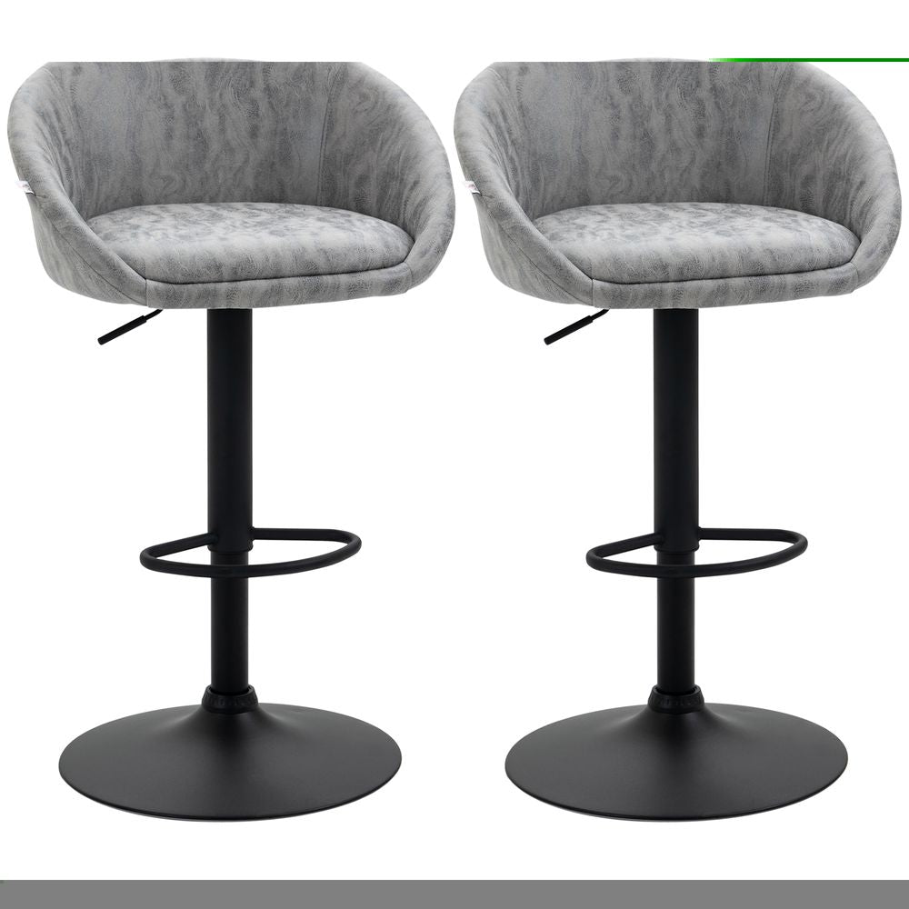 Adjustable Swivel Bar Stools Set of 2 Bar Chairs with Footrest, Light Grey - Bar Stool from Unbranded