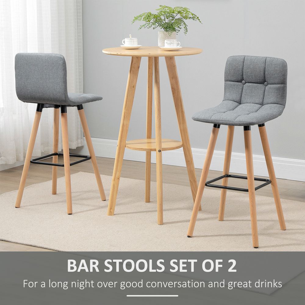 Bar stool Set of 2 Armless Button-Tufted Counter Height Bar Chairs Grey - Bar Stool from Unbranded