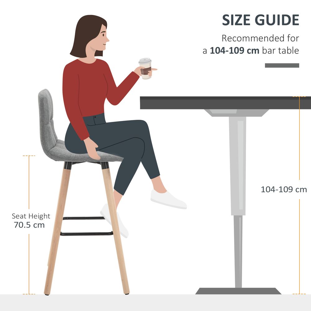 Bar stool Set of 2 Armless Button-Tufted Counter Height Bar Chairs Grey - Bar Stool from Unbranded