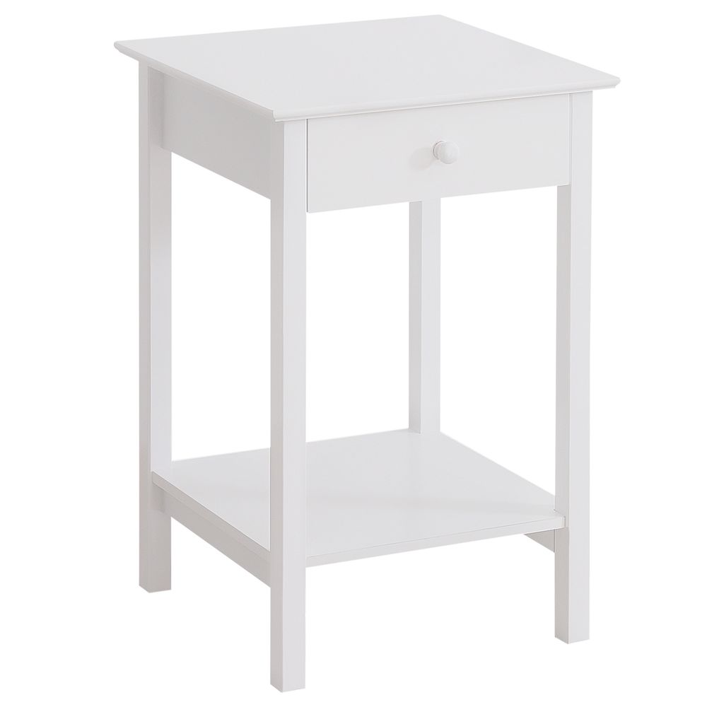 Wooden Bedside Table Cabinet W/ Drawer Shelf Storage End Side White - Bedside Table from Unbranded