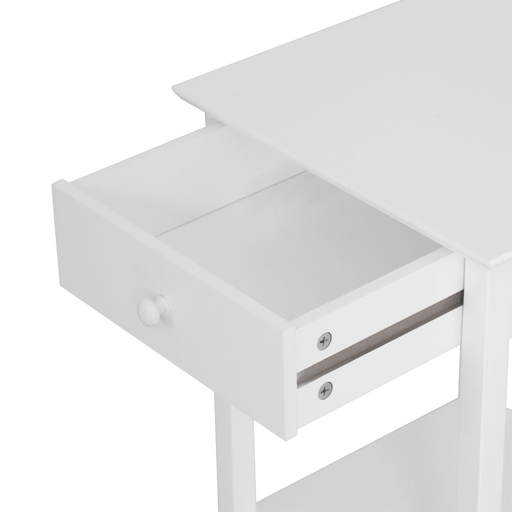 Wooden Bedside Table Cabinet W/ Drawer Shelf Storage End Side White - Bedside Table from Unbranded