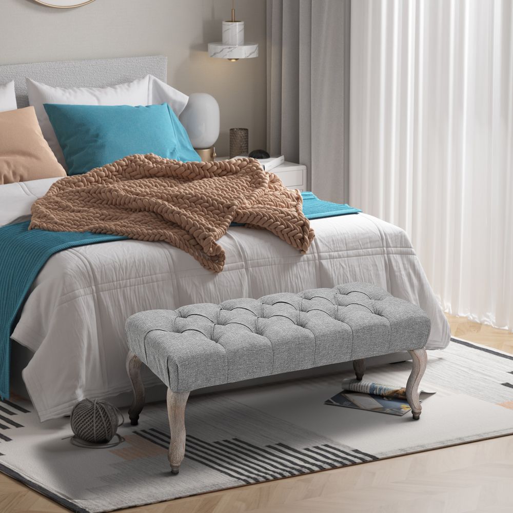 Tufted Upholstered Accent Bench Window Seat Ottoman Bed End Stool - Bench from Unbranded