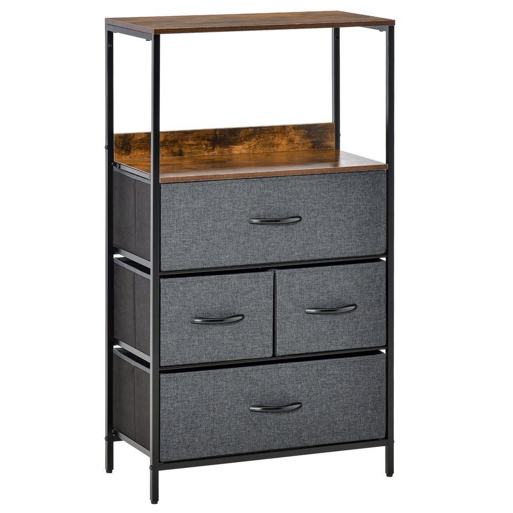 4 Drawer Storage Chest Unit Home w/ Shelves Home Living Room Bedroom Black - Chest of Drawers from Unbranded