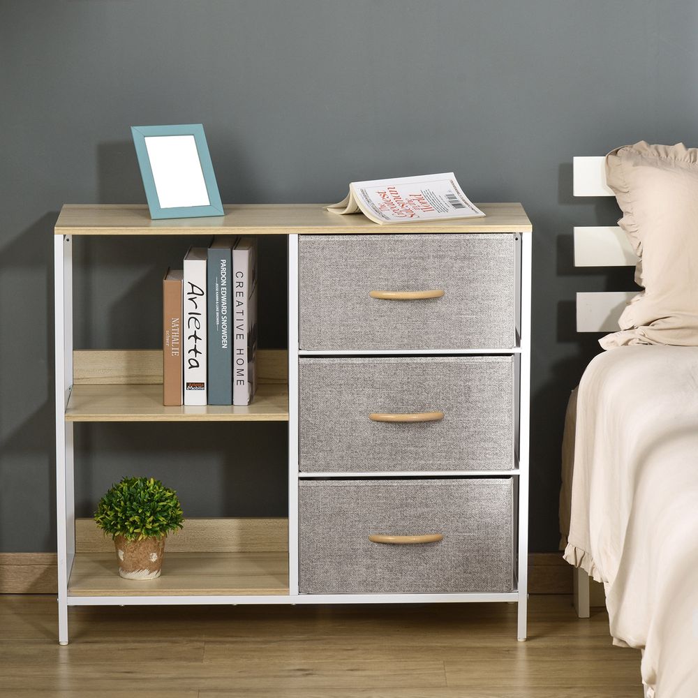 Chest Dresser with 3 Drawers Storage Cabinet Organizer, Beige - Chest of Drawers from Unbranded