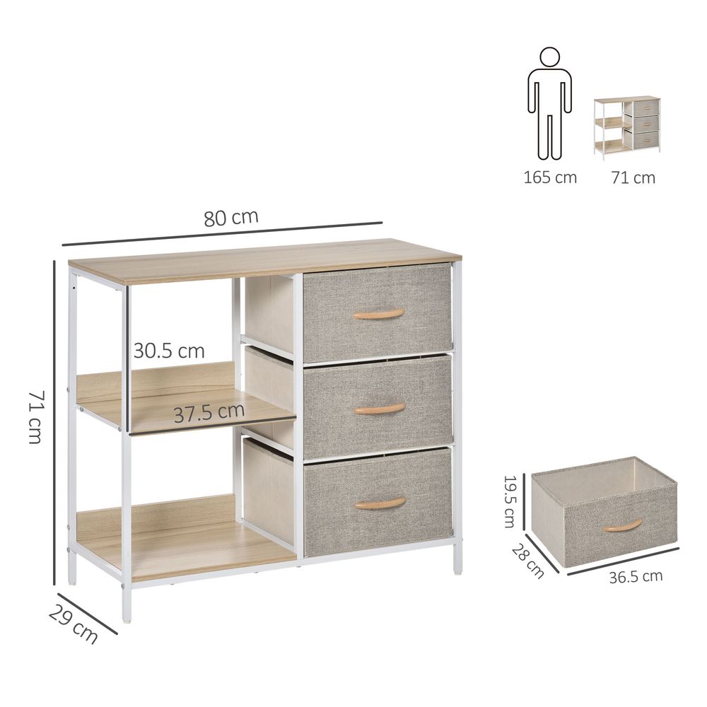 Chest Dresser with 3 Drawers Storage Cabinet Organizer, Beige - Chest of Drawers from Unbranded
