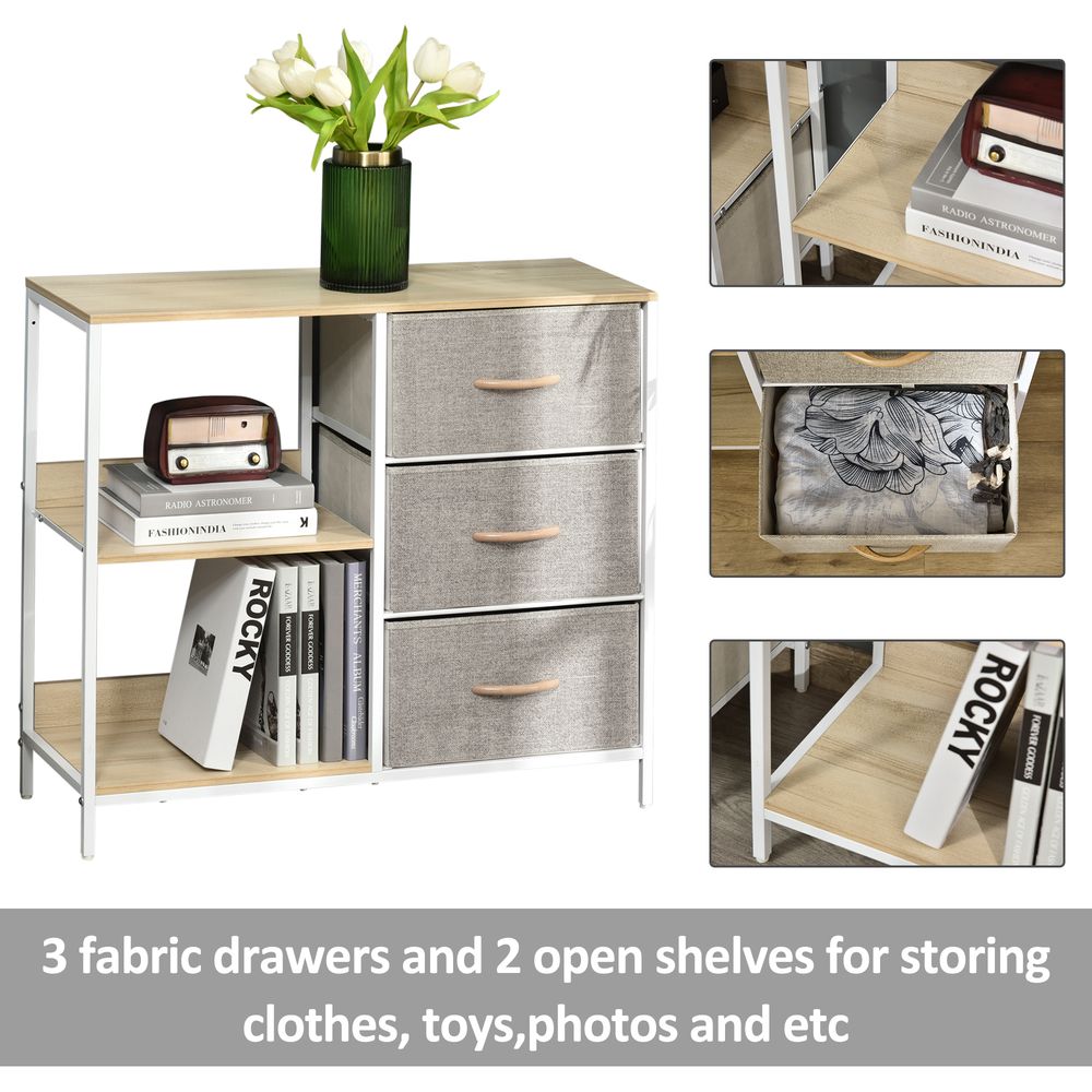 Chest Dresser with 3 Drawers Storage Cabinet Organizer, Beige - Chest of Drawers from Unbranded