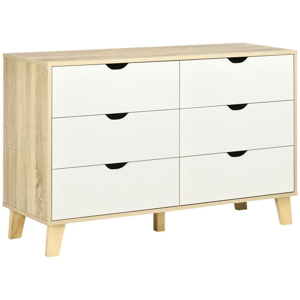 Unbranded Chest of Drawers, 6 Drawer Unit Storage Chest Bedroom White and Brown - Uncategorized Chest of Drawers