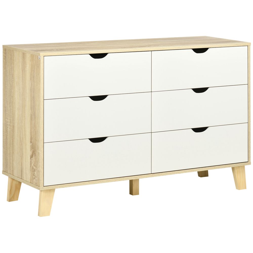 Chest of Drawers, 6 Drawer Unit Storage Chest Bedroom White and Brown - Chest of Drawers from Unbranded