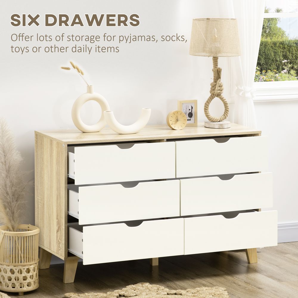 Chest of Drawers, 6 Drawer Unit Storage Chest Bedroom White and Brown - Chest of Drawers from Unbranded
