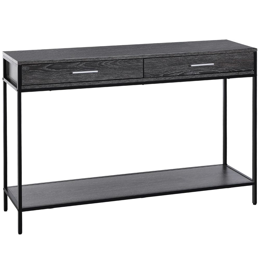 Console Table Worktop Bottom Shelf 2 Drawer Industrial Minimal Grey - Console Table from Unbranded