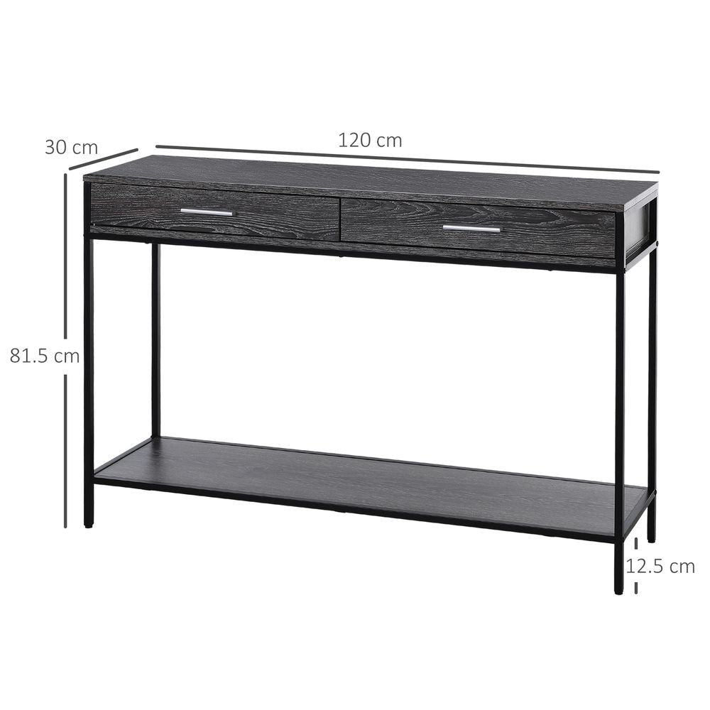 Console Table Worktop Bottom Shelf 2 Drawer Industrial Minimal Grey - Console Table from Unbranded