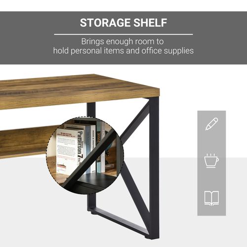Computer Writing Desk K-Shaped Steel Leg Storage Shelf Home Office - Desk from Unbranded